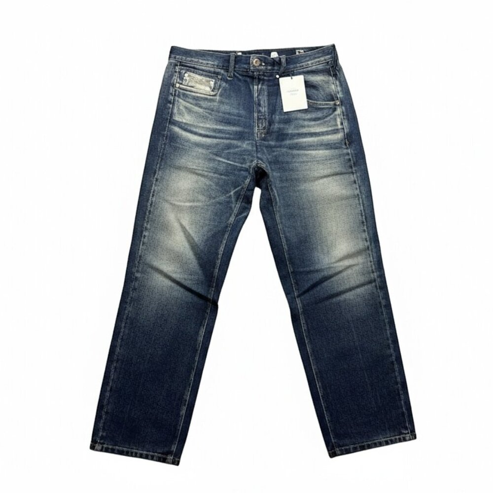 Calvin Klein Studio Men's Blue Denim Print Graphic Trousers Pants Size L NWT 549